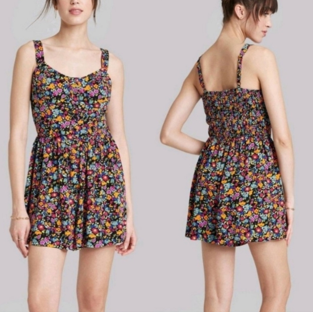 3/$18 Wild Fable Floral, Flirty Button-Front Romper